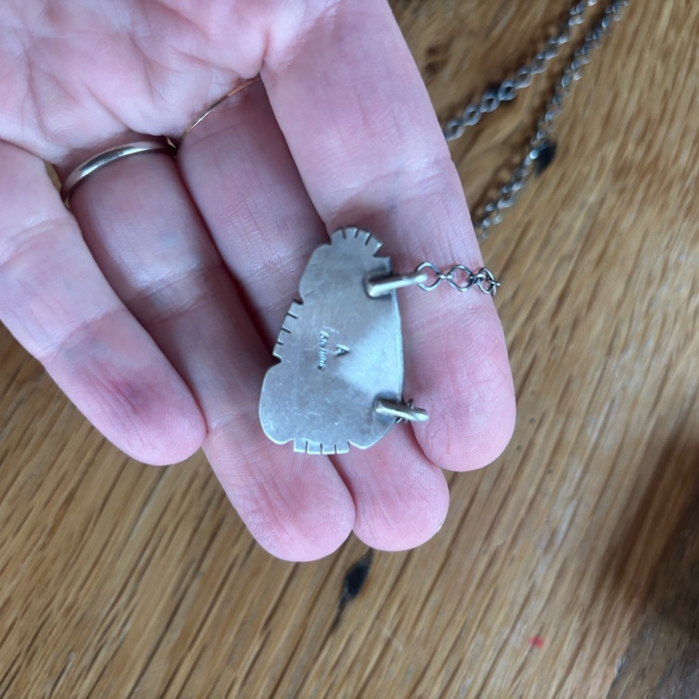 Artisan Silver Necklace by Antionette Martinez Boulder Turquoise Pendant - Picture 5 of 6